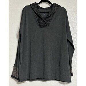 Soft Surroundings Long Sleeve Tunic‎ Sweater Solid Gray V-neck Stretch Petite PL